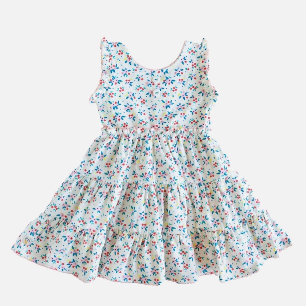 Wildflowers Clothing Girls Cream Floral Tiered Ruffle Dress Size 4 Boutique‎